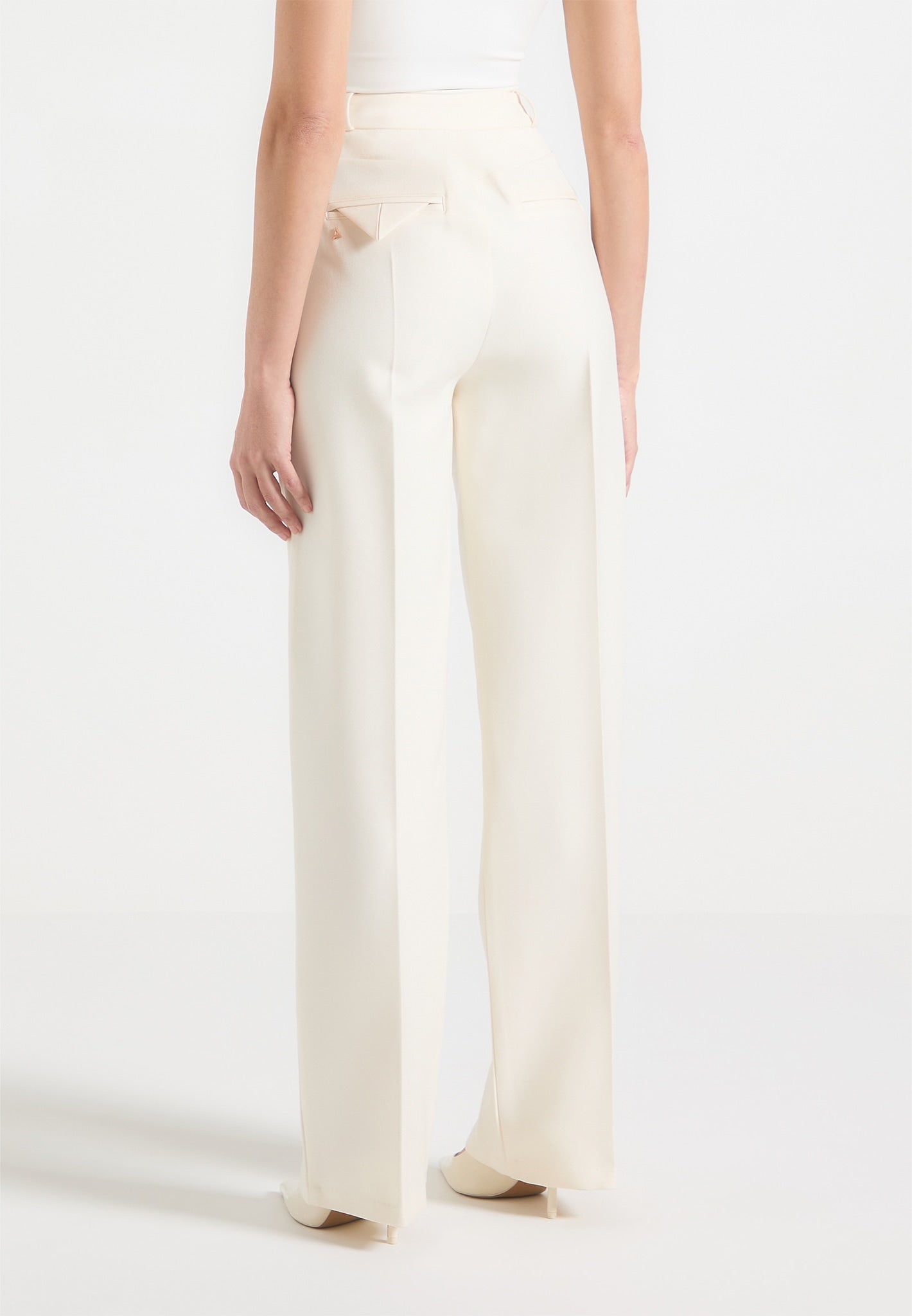 Tailored Twin Pleat Trousers - Cream