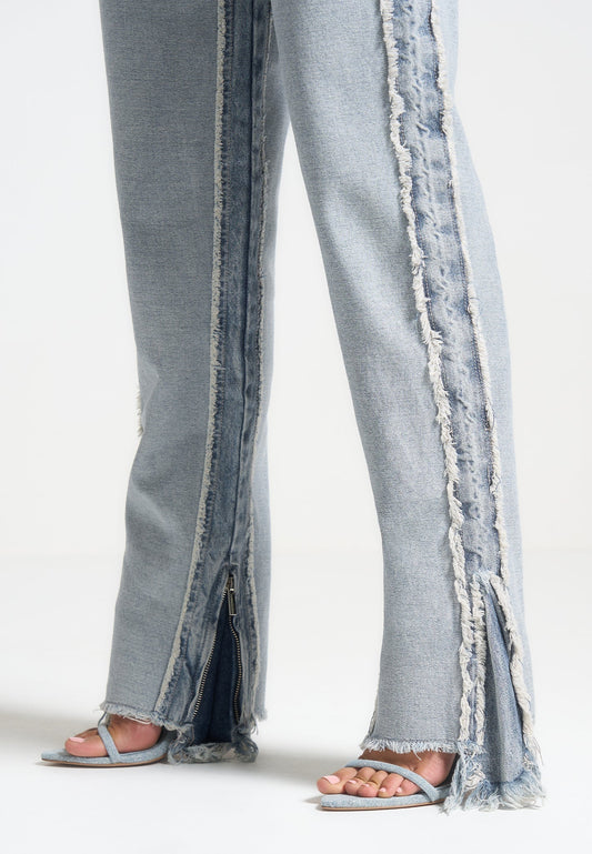 Distressed Mom Jeans - Mid Blue
