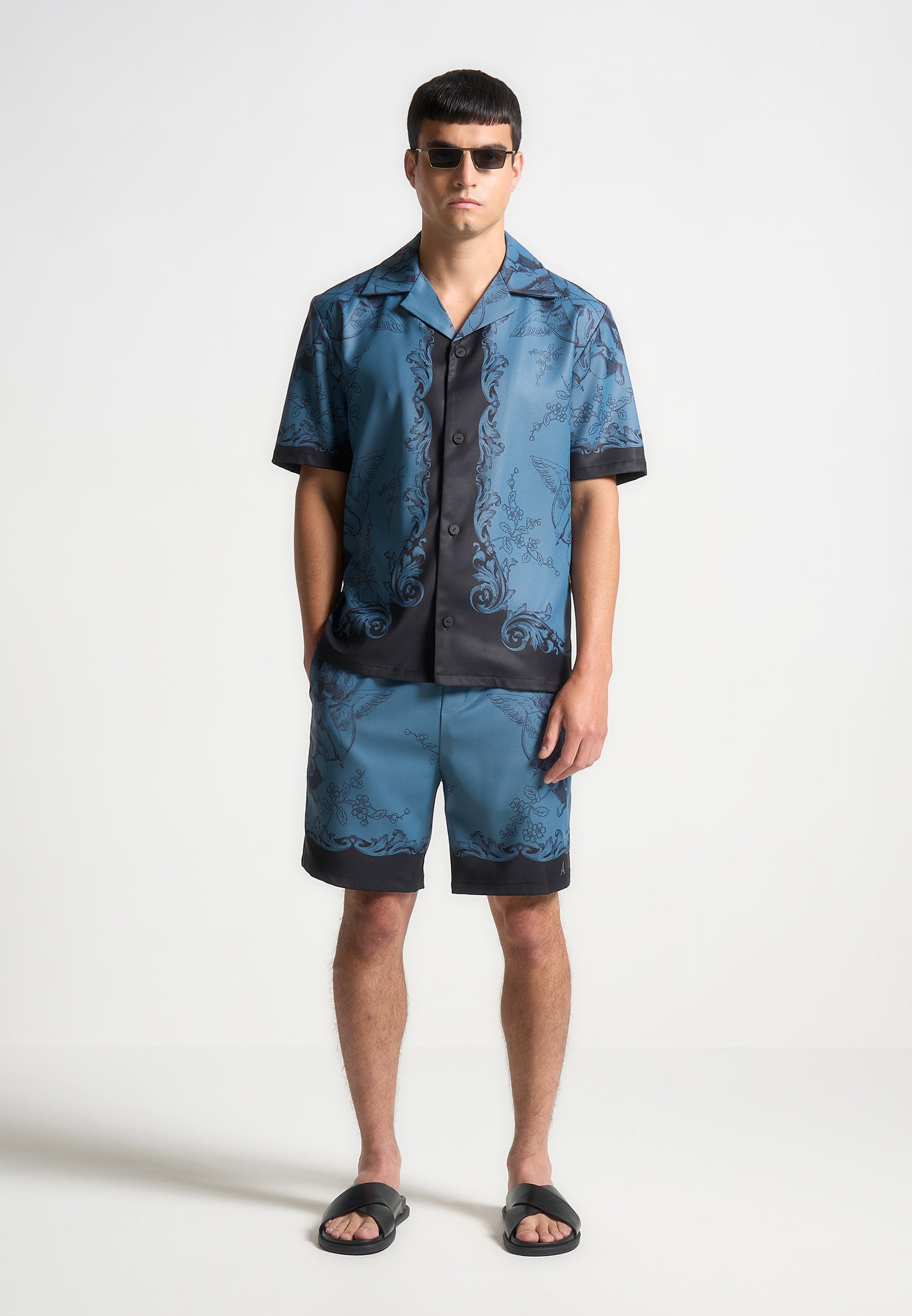 Signature Baroque Resort Shirt - Blue/Black