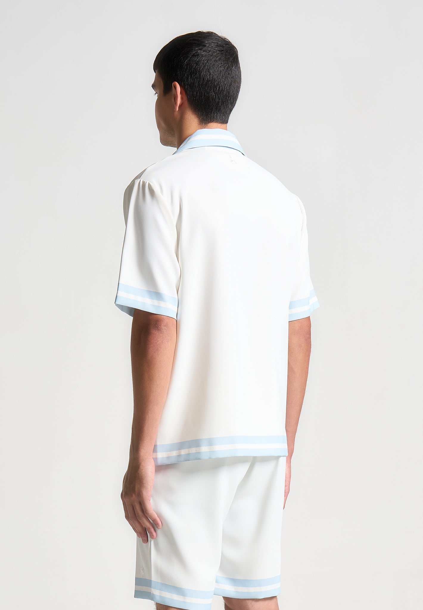 Floral Border Resort Shirt - Blue