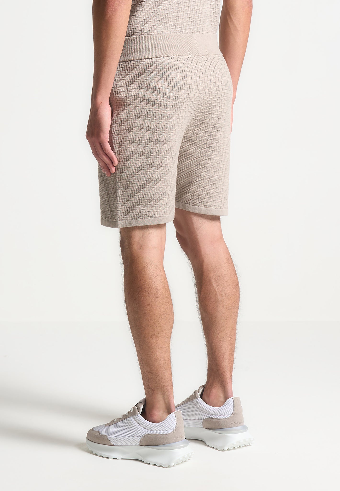 Herringbone Knit Shorts - Taupe