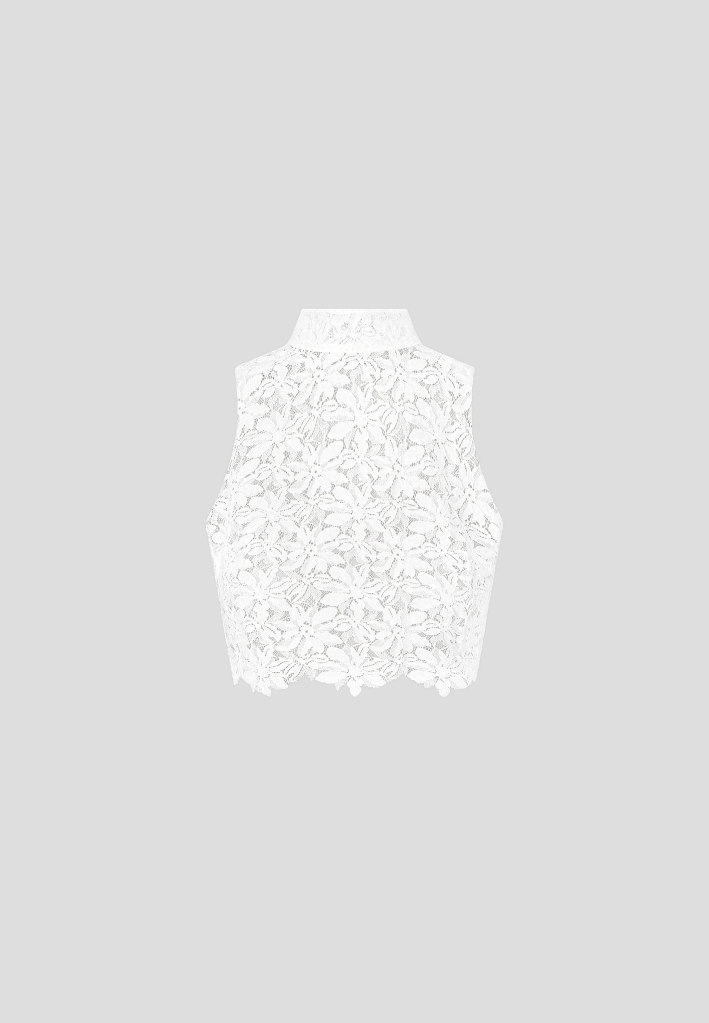 Lace Open Back Top - White