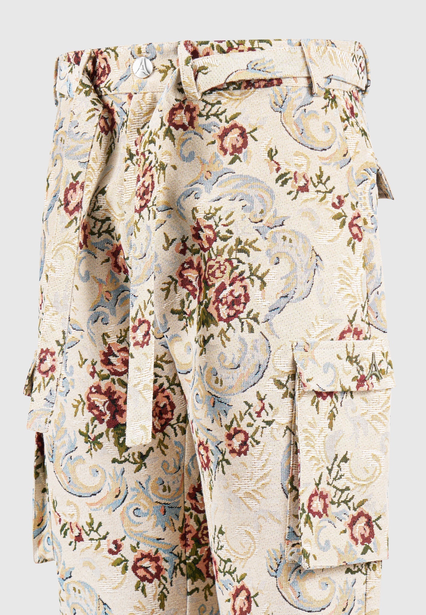 Jacquard Cargo Trousers - Beige