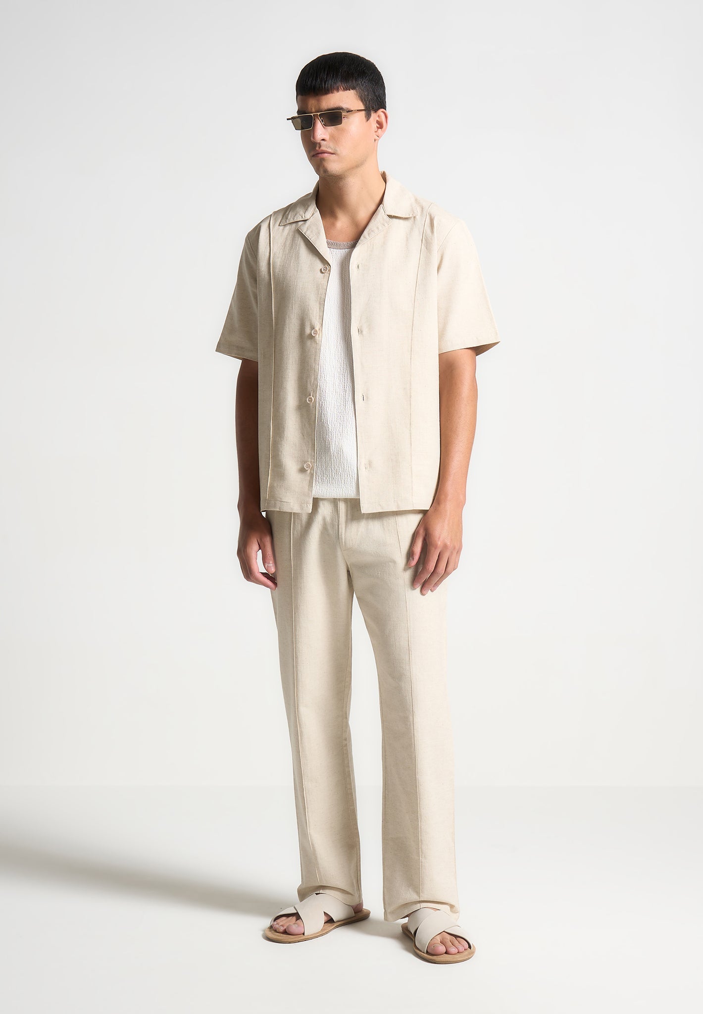 Linen Pintuck Trousers - Natural