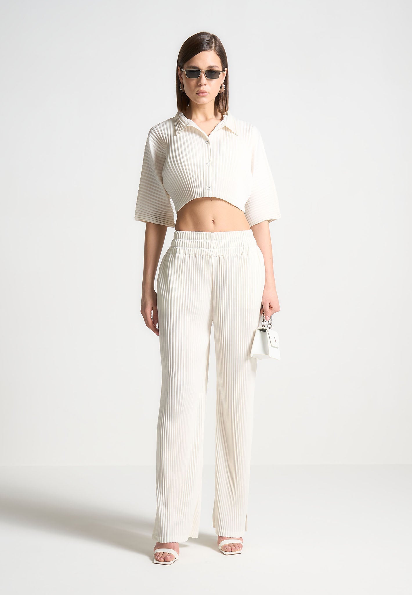 Pleated Cropped Shirt - Off White