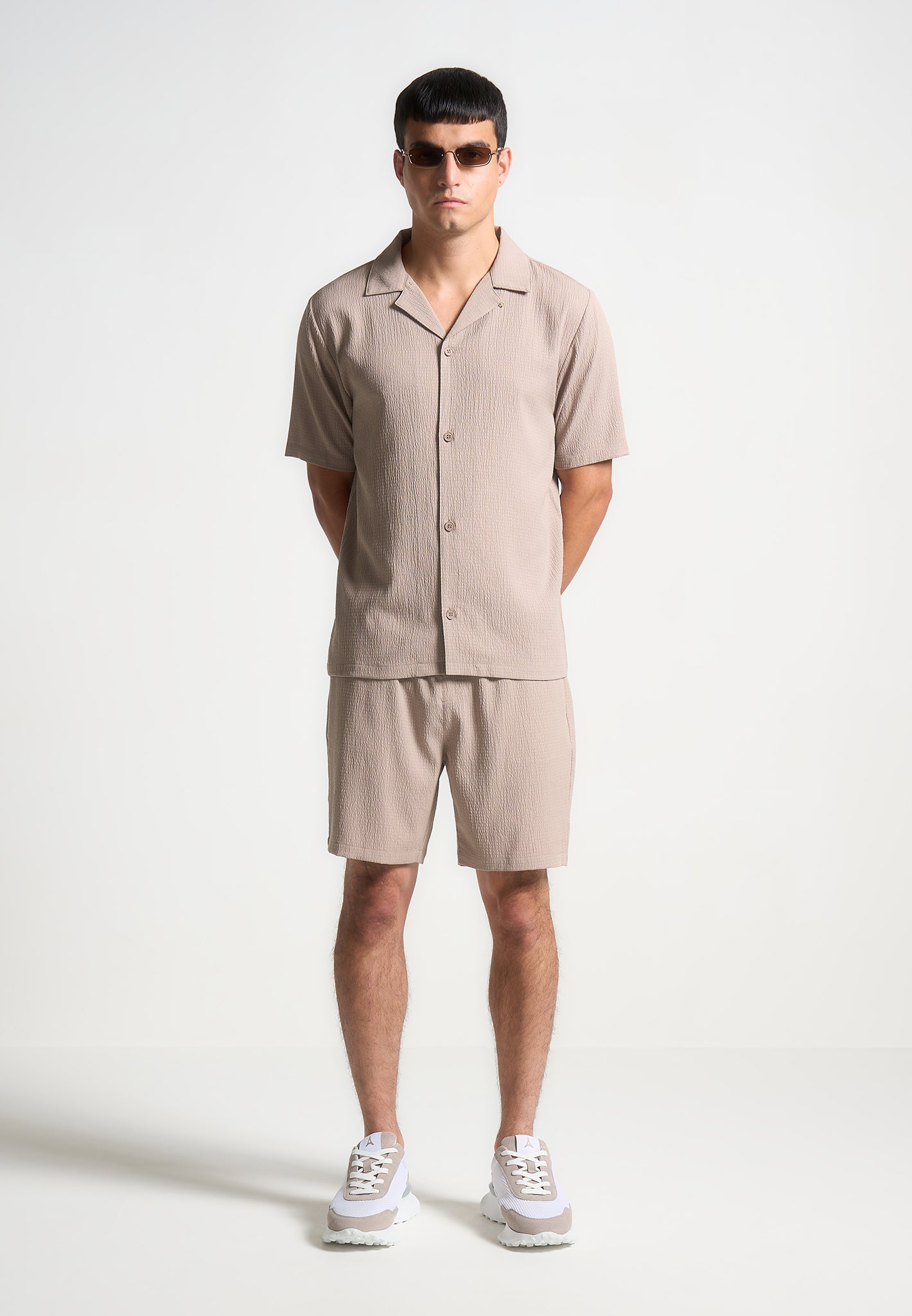 Seersucker Shorts - Taupe
