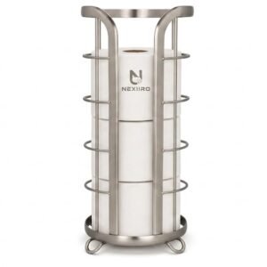 NEXIIRO Freestanding Toilet Paper Holder Stand & Reserve Storage Organizer
