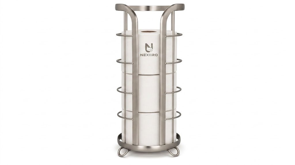 NEXIIRO Freestanding Toilet Paper Holder Stand & Reserve Storage Organizer