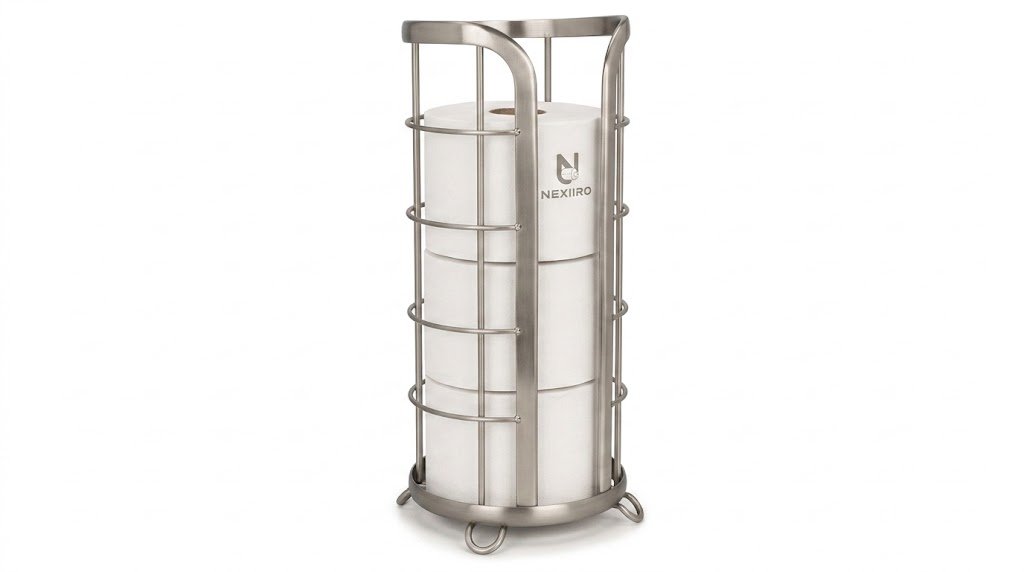 NEXIIRO Freestanding Toilet Paper Holder Stand & Reserve Storage Organizer - Image 2
