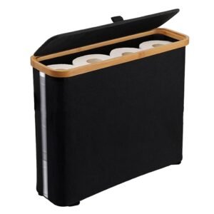 Freestanding Toilet Paper Holder for 9 Mega Rolls Bathroom Storage Basket With Side Window