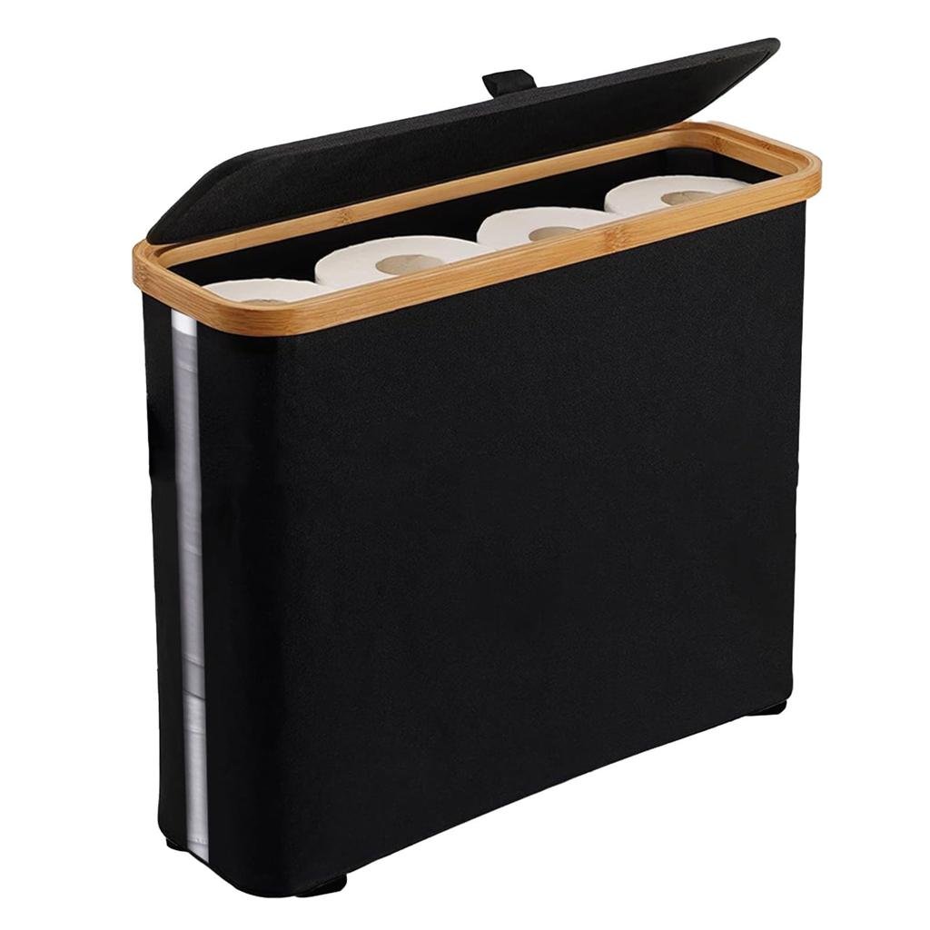 Freestanding Toilet Paper Holder for 9 Mega Rolls Bathroom Storage Basket With Side Window