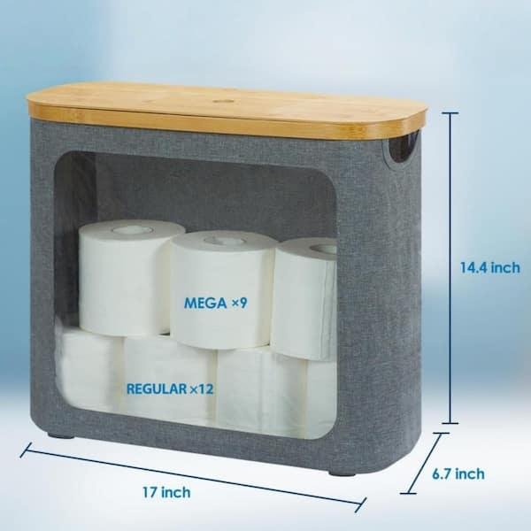Freestanding Toilet Paper Holder for 9 Mega Rolls Bathroom Storage Basket With Side Window - Image 2