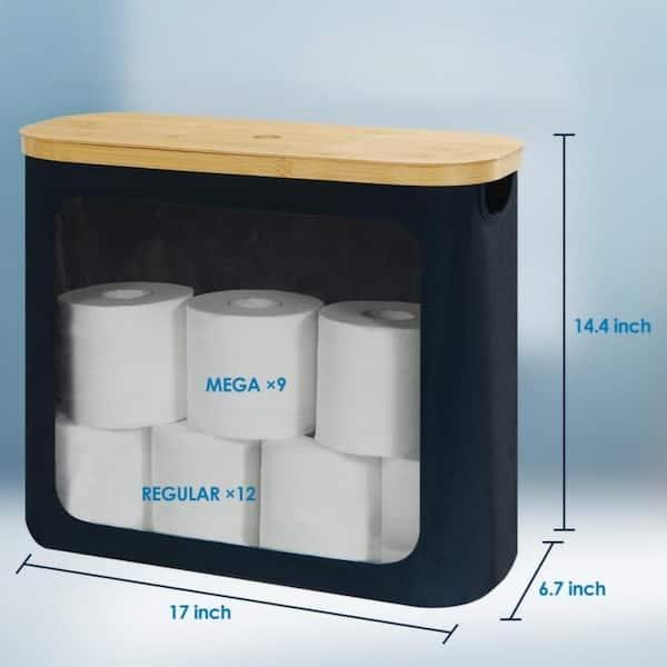 Freestanding Toilet Paper Holder for 9 Mega Rolls Bathroom Storage Basket With Side Window - Image 3