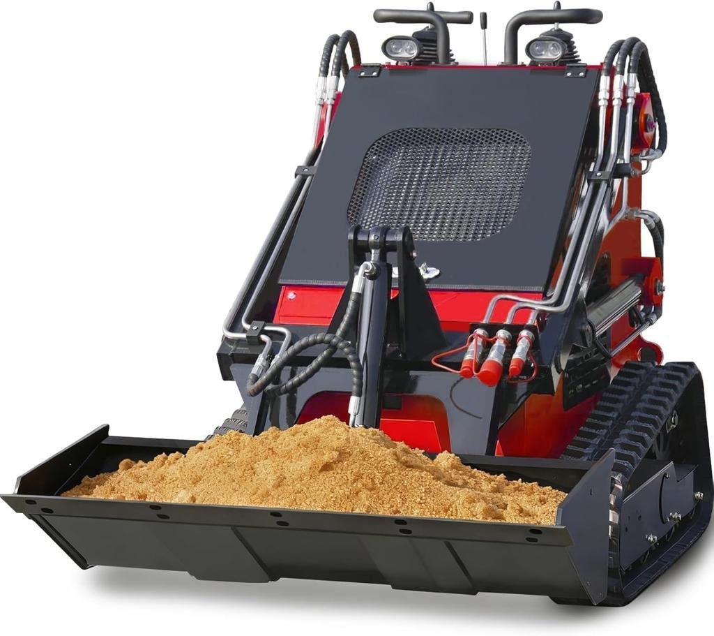 Mms New Mini Skid Steer Loader Ms360t, 13.5hp 420cc Rato GAS Engine Stand-on Crawler Loader, Foldable Pedals Track Loader, Yellow - Image 3