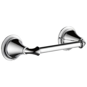 The Delta Linden 79450 Toilet Paper Holder combines a clean, transitional design with durable bathroom functionality. Its pivoting arm makes changing toilet paper quick and easy, while the included mounting hardware simplifies installation.