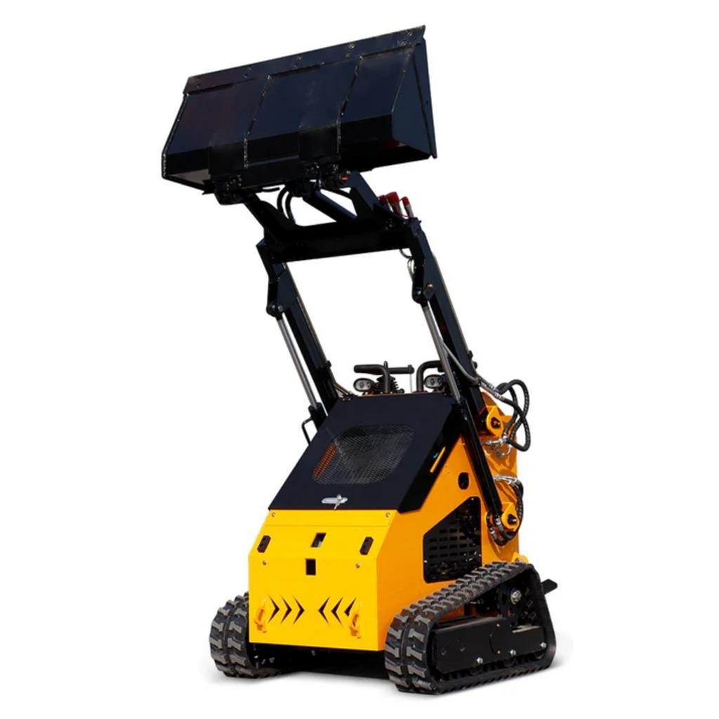 Mms New Mini Skid Steer Loader Ms360t, 13.5hp 420cc Rato GAS Engine Stand-on Crawler Loader, Foldable Pedals Track Loader, Yellow