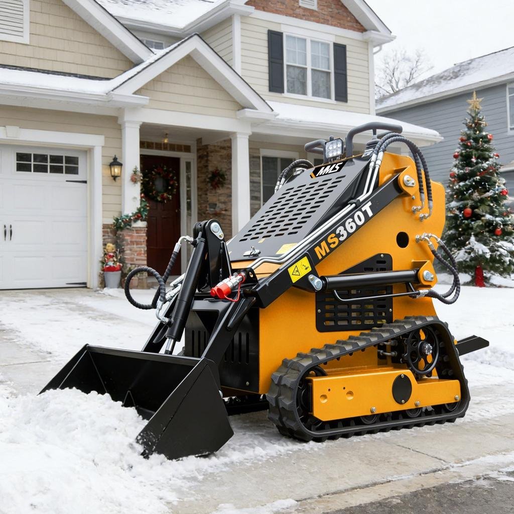 Mms New Mini Skid Steer Loader Ms360t, 13.5hp 420cc Rato GAS Engine Stand-on Crawler Loader, Foldable Pedals Track Loader, Yellow - Image 2