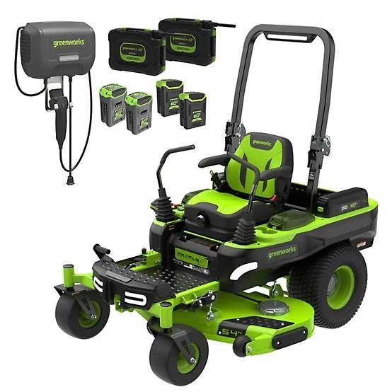 Greenworks 60V 54" MaximusZ Zero Turn Riding Mower with 20.0 Ah, 8.0 Ah & 4.0 Ah Batteries and 1.5kW Charger