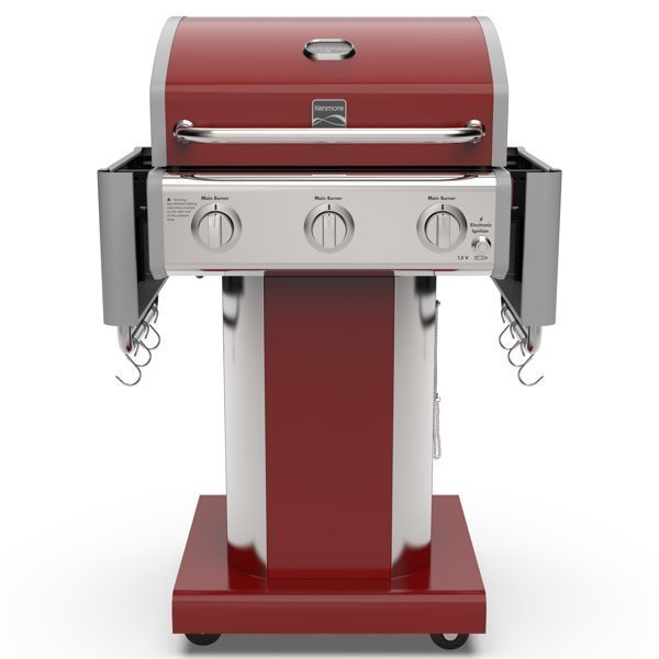 Kenmore 3-Burner Propane Gas Grill with Foldable Side Tables