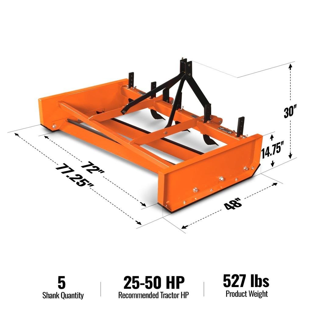 MechMaxx Heavy Duty Land Leveler Land Plane Scraper Grader with Shanks 3 Point Hitch - Image 3
