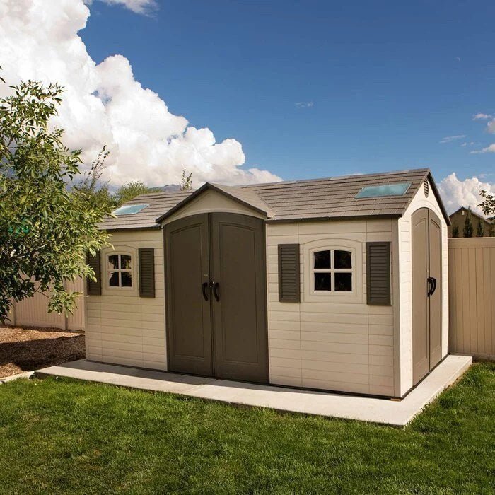 Lifetime 60079 Outdoor Storage Dual Entry Shed, 15 x 8 ft, Desert Sand (B00CTVQ6UG)