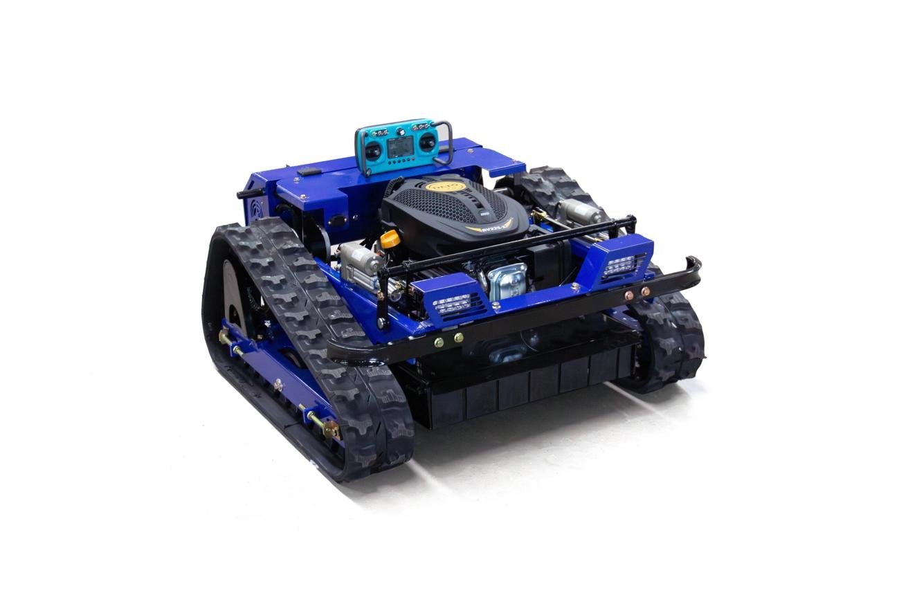 Deepkron Remote Controlled Robotic Lawn Mower with Track System 45 Degree Climbing Slope Grass Cutting Robot Lawn Mower 22 Inch Cutting Width
